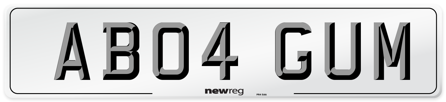 AB04 GUM Number Plate from New Reg
